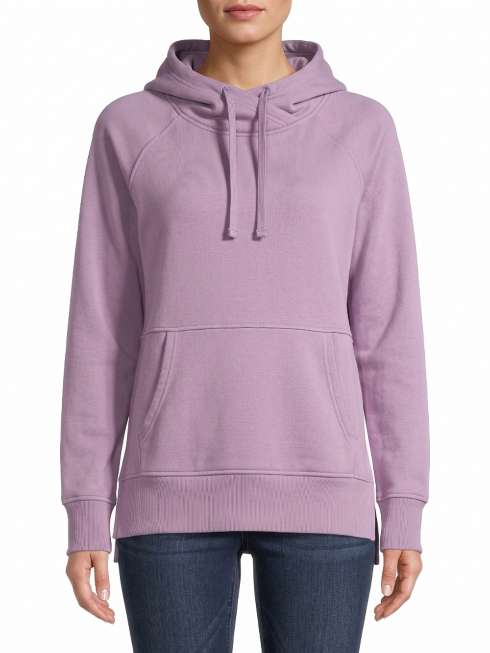 Athleta Womens Small Purple Fleece Lined Hoodie Pullover Sweatshirt Side Slit S
